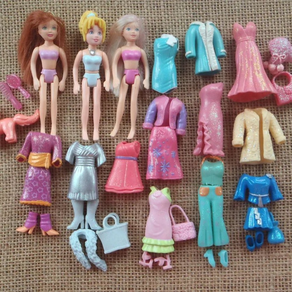 Vintage Polly Pocket Dolls Glitter Sparkle Outfits
